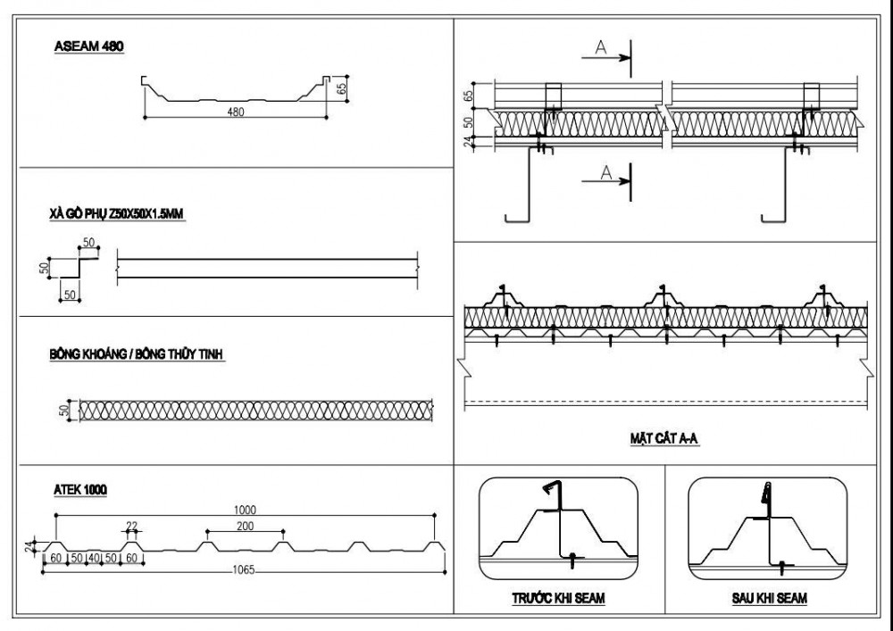 Thông số kỹ thuật Sandwich panel mái Austnam